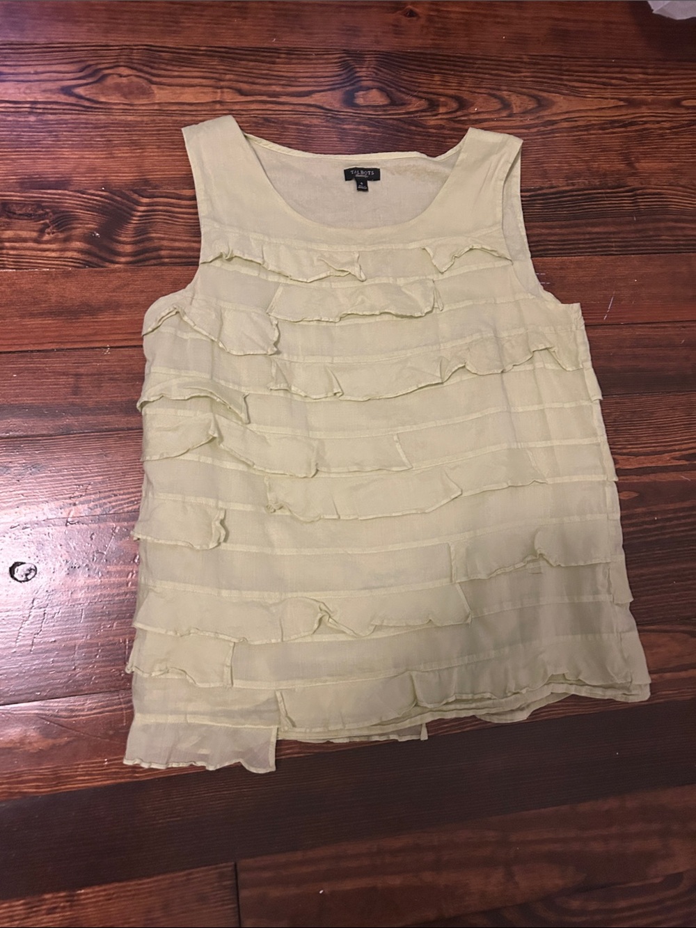 Talbots Pale Yellow Ruffle Tank Top
